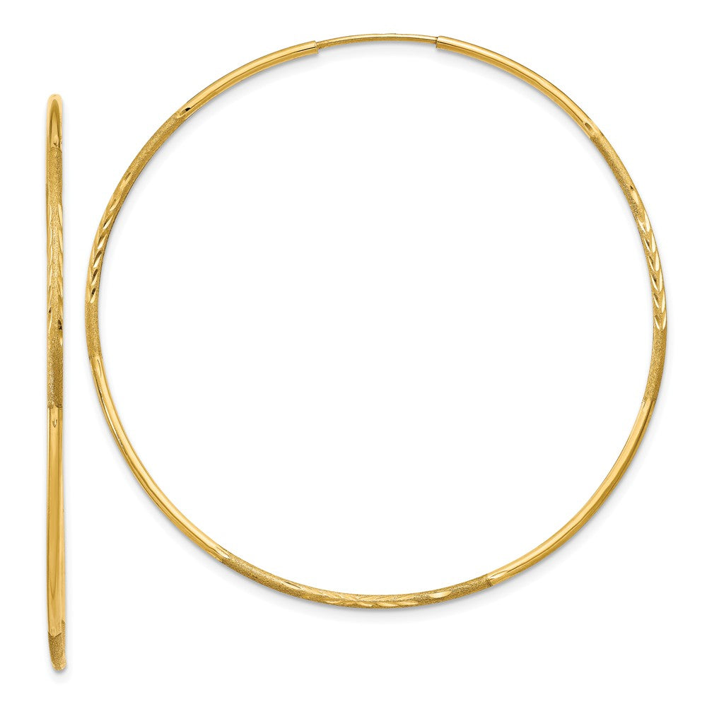 Million Charms 14k Yellow Gold 1.25mm Diamond-cut Endless Hoop Earring, 51mm x 51mm