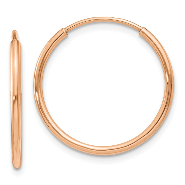 Million Charms 14k Rose Gold 1.2mm Polished Endless Hoop Earrings, 18.5mm x 18.75mm