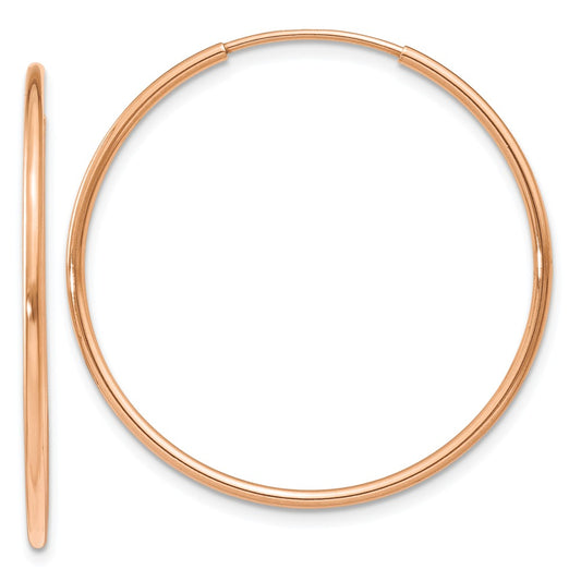 Million Charms 14k Rose Gold 1.2mm Polished Endless Hoop Earrings, 29mm x 29.25mm