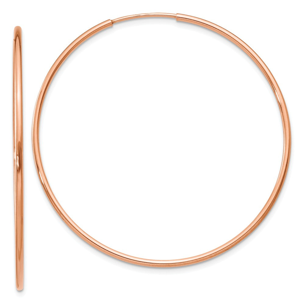 Million Charms 14k Rose Gold 1.2mm Polished Endless Hoop Earrings, 42.75mm x 43mm