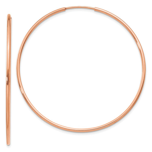 Million Charms 14k Rose Gold 1.2mm Polished Endless Hoop Earrings, 45.25mm x 46mm