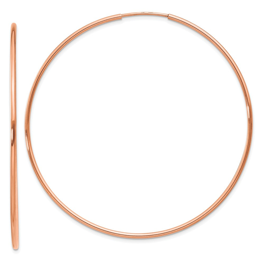 Million Charms 14k Rose Gold 1.2mm Polished Endless Hoop Earrings, 52.5mm x 53.25mm