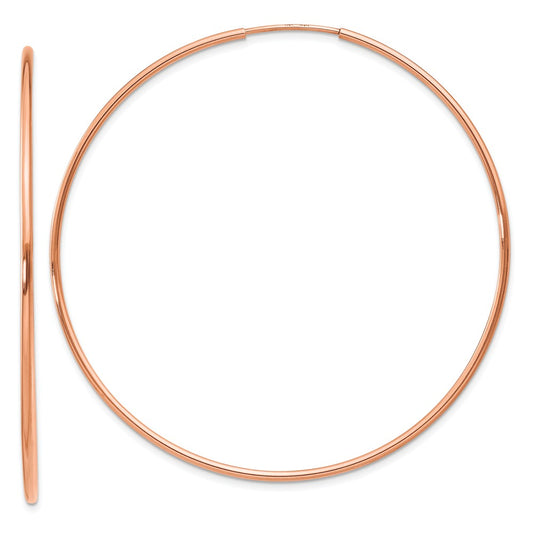 Million Charms 14k Rose Gold 1.2mm Polished Endless Hoop Earrings, 52.5mm x 53.25mm