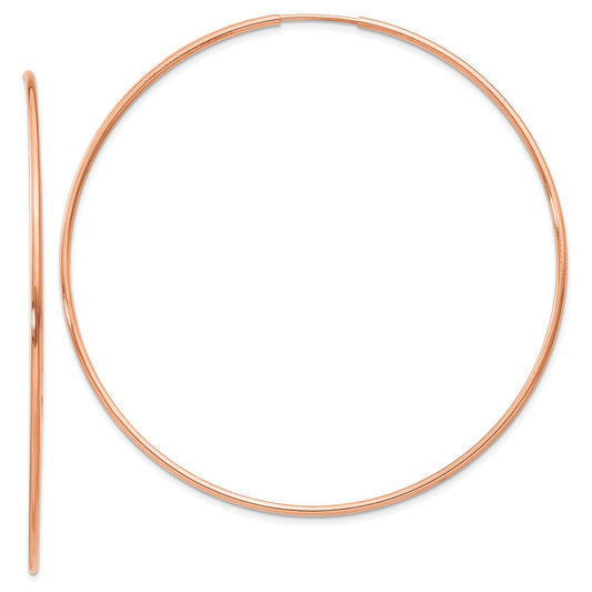Million Charms 14k Rose Gold 1.2mm Polished Endless Hoop Earrings, 58mm x 58.25mm
