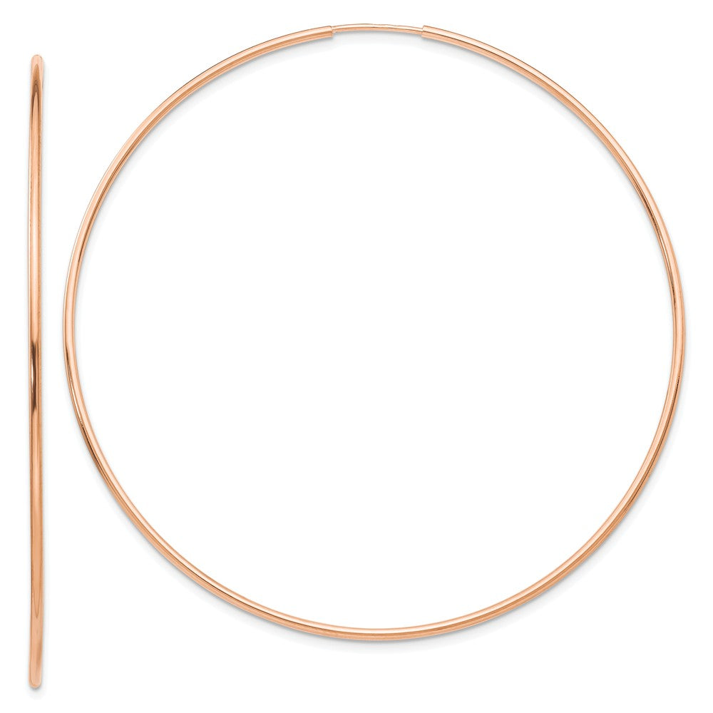 Million Charms 14k Rose Gold 1.2mm Polished Endless Hoop Earrings, 61.75mm x 59.5mm