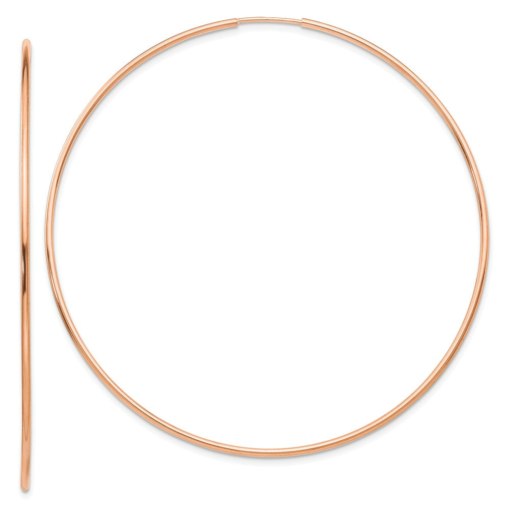 Million Charms 14k Rose Gold 1.2mm Polished Endless Hoop Earrings, 62mm x 60mm