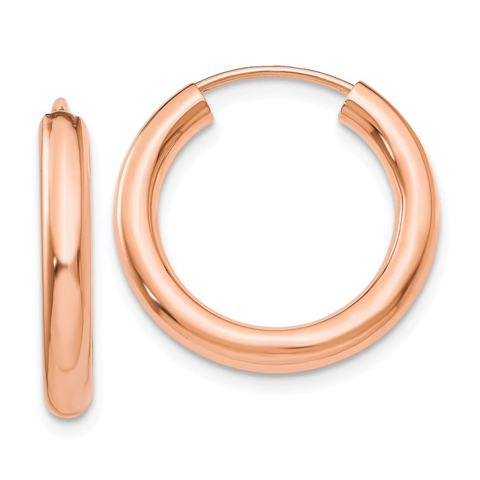 Million Charms 14k Rose Gold Polished Endless Tube Hoop Earrings, 19.25mm x 19.5mm