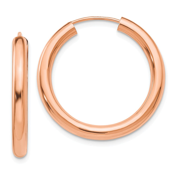 Million Charms 14k Rose Gold Polished Endless Tube Hoop Earrings, 24.75mm x 25mm
