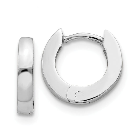 Million Charms 14k White Gold Polished Hinged Hoop Earrings, 6mm x 2mm