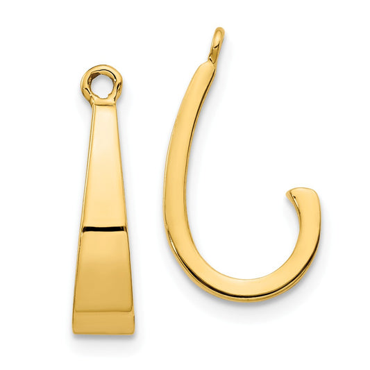 Million Charms 14k Yellow Gold Polished J-Hoop Earring Jackets, 11mm x 4mm