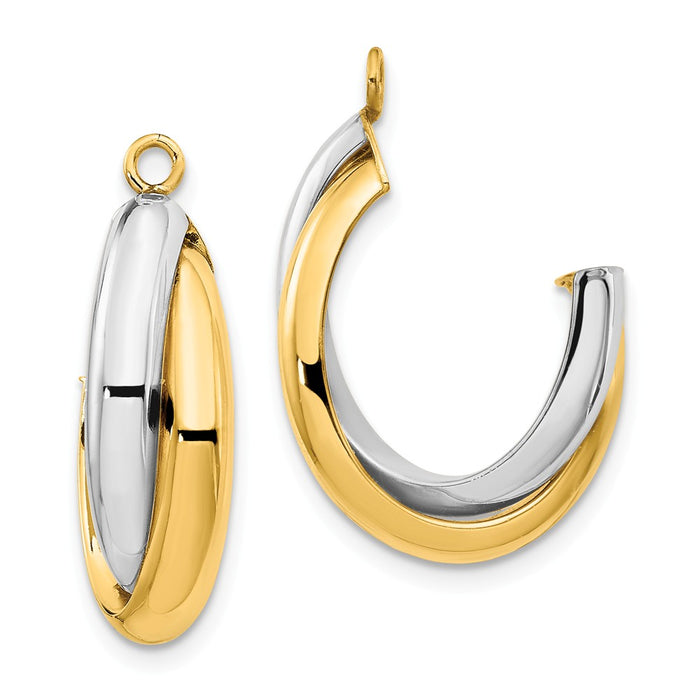 Million Charms 14k Two-tone Polished Double J-Hoop Earring Jackets, 20mm x 8mm