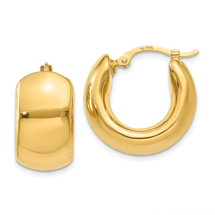 Million Charms 14k Yellow Gold Wide Puffed Hoop Earrings, 18mm x 9mm