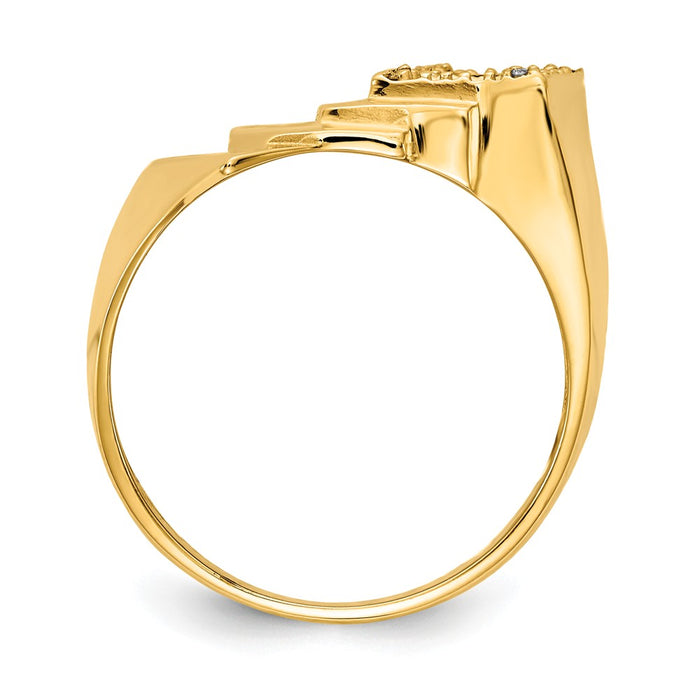 10k Yellow Gold AA Diamond men's ring, Size: 10