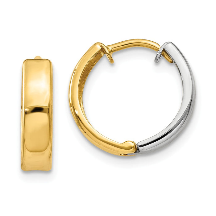 Million Charms 14k Two-tone Hinged Hoop Earrings, 10mm x 3.5mm