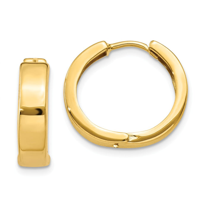Million Charms 14k Yellow Gold Yellow Gold Square Hinged Hoop Earrings, 15mm x 3.5mm