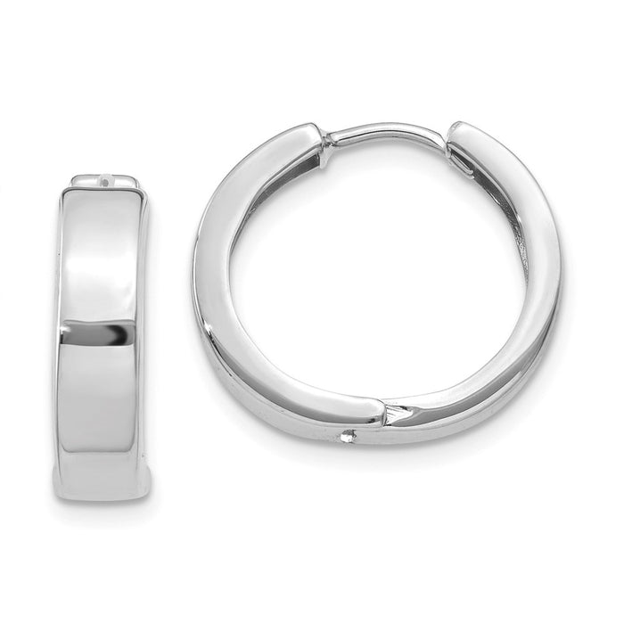 Million Charms 14k White Gold Square Hinged Hoop Earrings, 15mm x 3.5mm