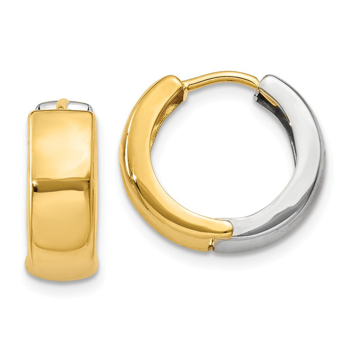 Million Charms 14k Two-tone Hinged Hoop Earrings, 10mm x 5mm