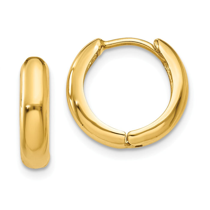 Million Charms 14k Yellow Gold Polished Hinged Hoop Earrings, 11mm x 12mm