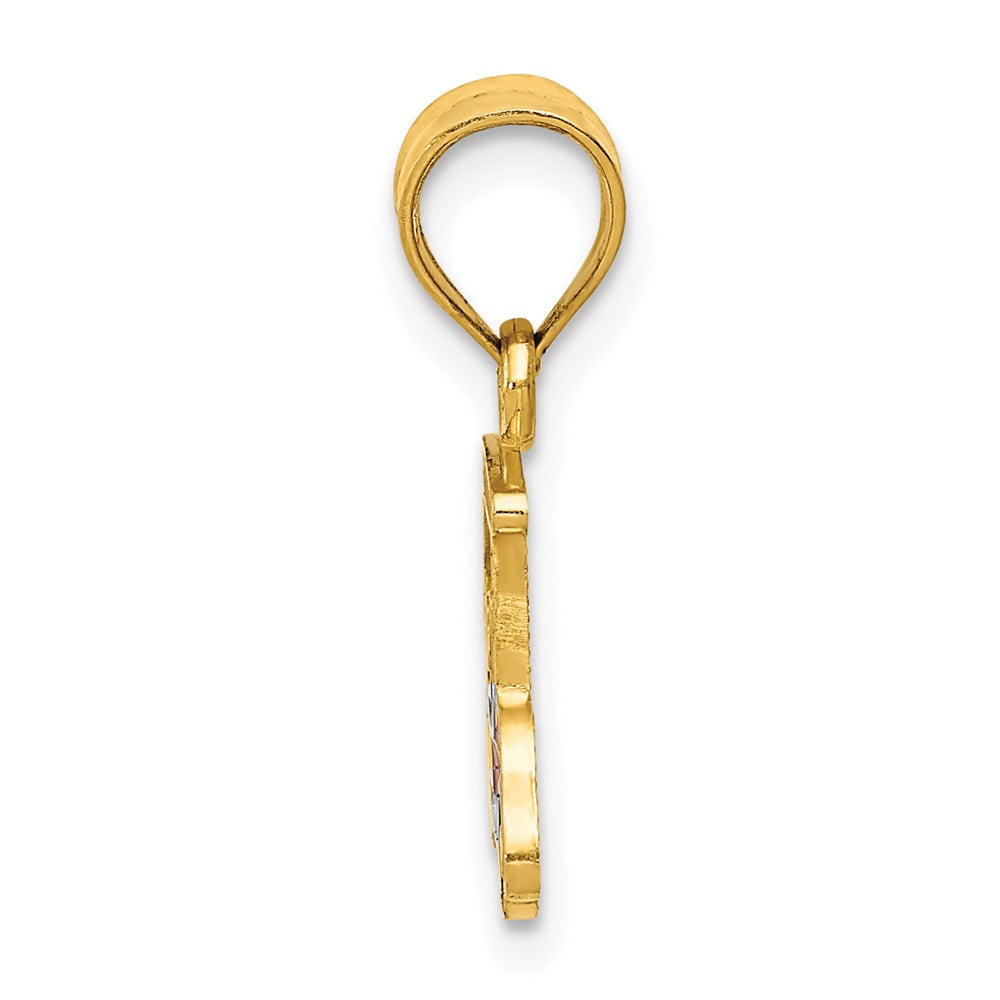 Million Charms 14K Yellow Gold Themed Enameled Sports Golf Cart Charm