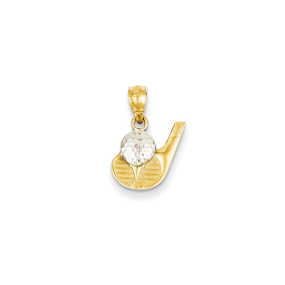 Million Charms 14K Yellow Gold Themed With Rhodium-plated Sports Golf Pendant