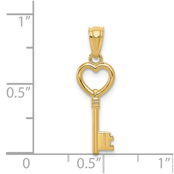 Million Charms 14K Yellow Gold Themed Polished Heart Key Charm