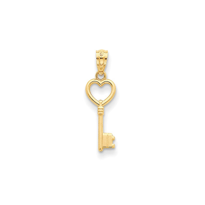 Million Charms 14K Yellow Gold Themed Polished Heart Key Charm