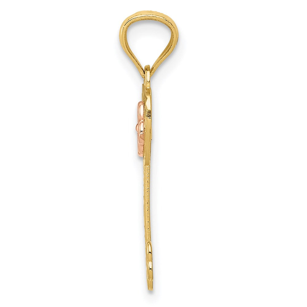 Million Charms 14K Two-Tone Polished Flower I Love You Heart Key Charm