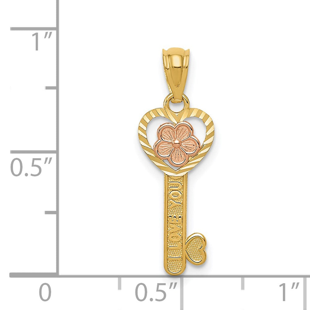 Million Charms 14K Two-Tone Polished Flower I Love You Heart Key Charm