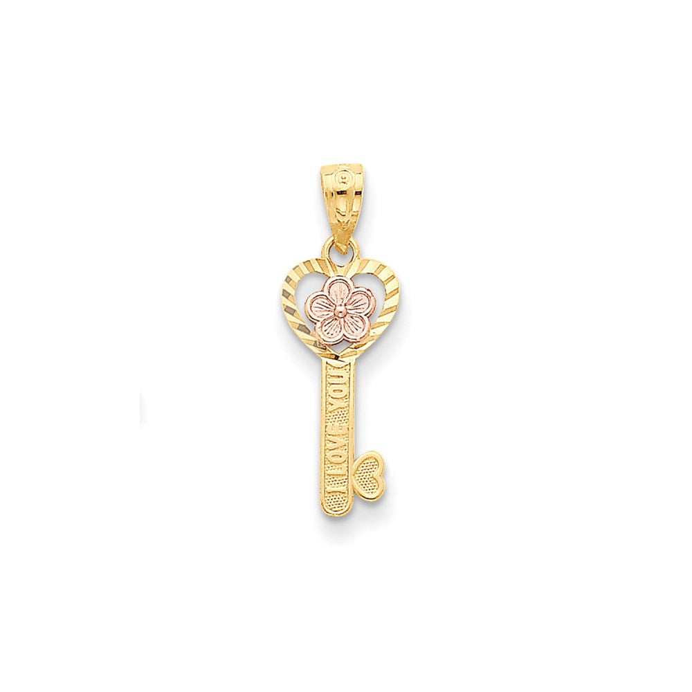 Million Charms 14K Two-Tone Polished Flower I Love You Heart Key Charm