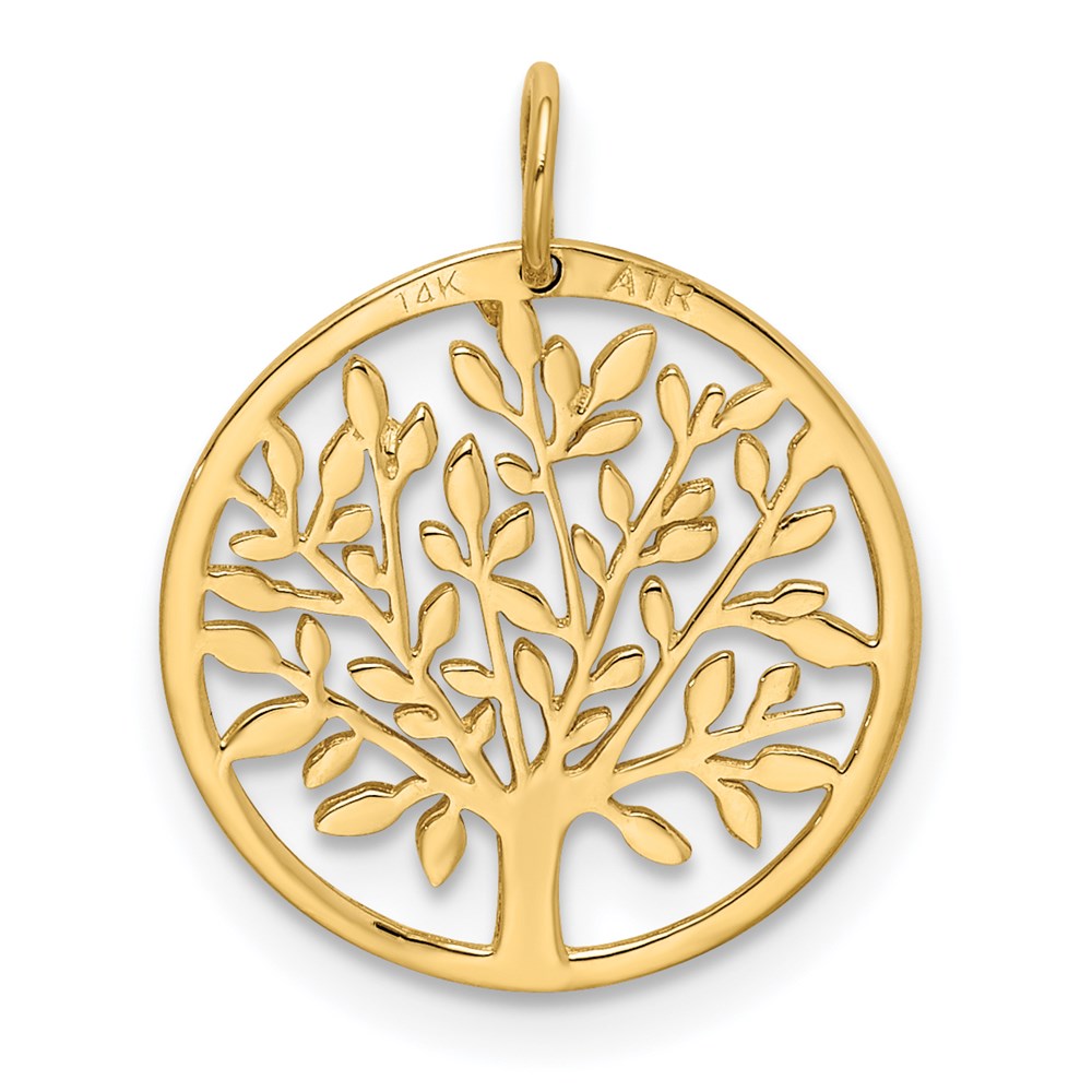 Million Charms 14K Yellow Gold Themed Round Tree Pendant