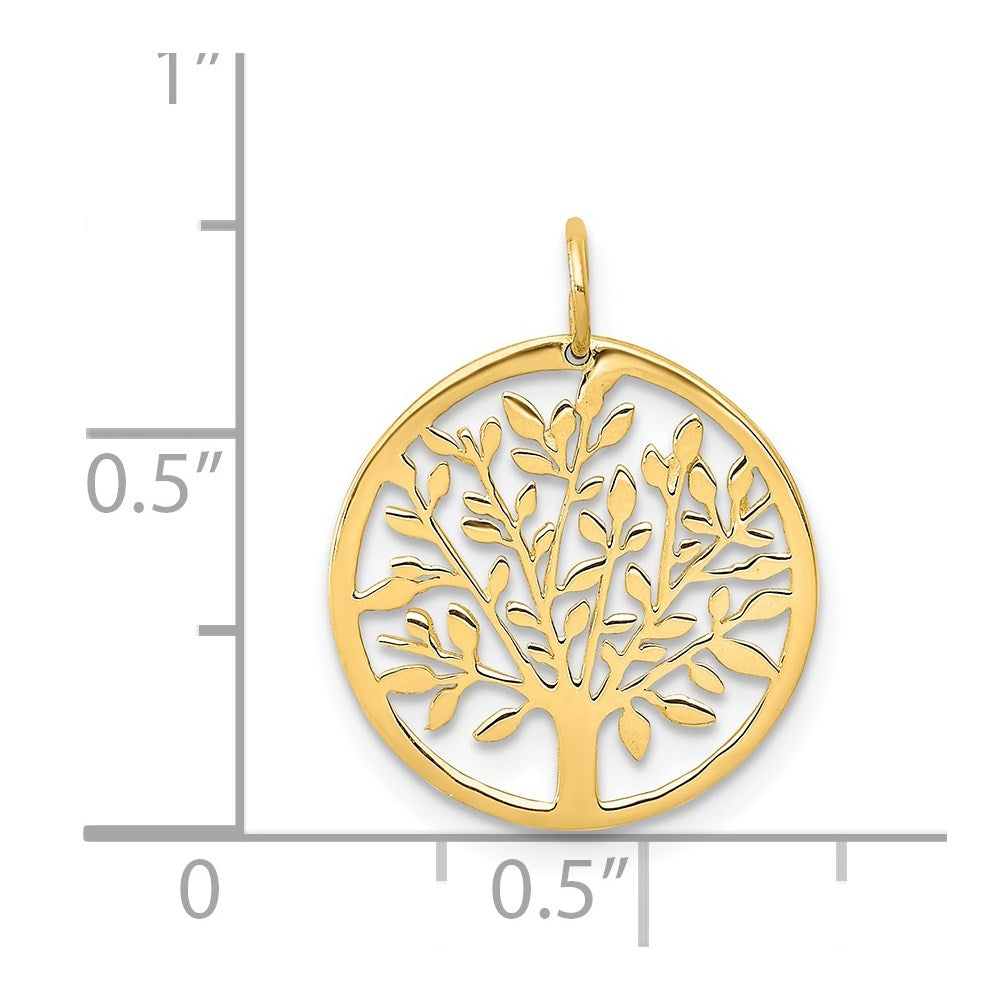 Million Charms 14K Yellow Gold Themed Round Tree Pendant