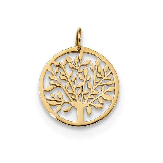 Million Charms 14K Yellow Gold Themed Round Tree Pendant