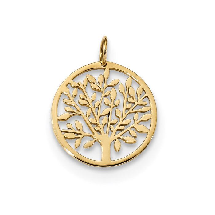 Million Charms 14K Yellow Gold Themed Round Tree Pendant