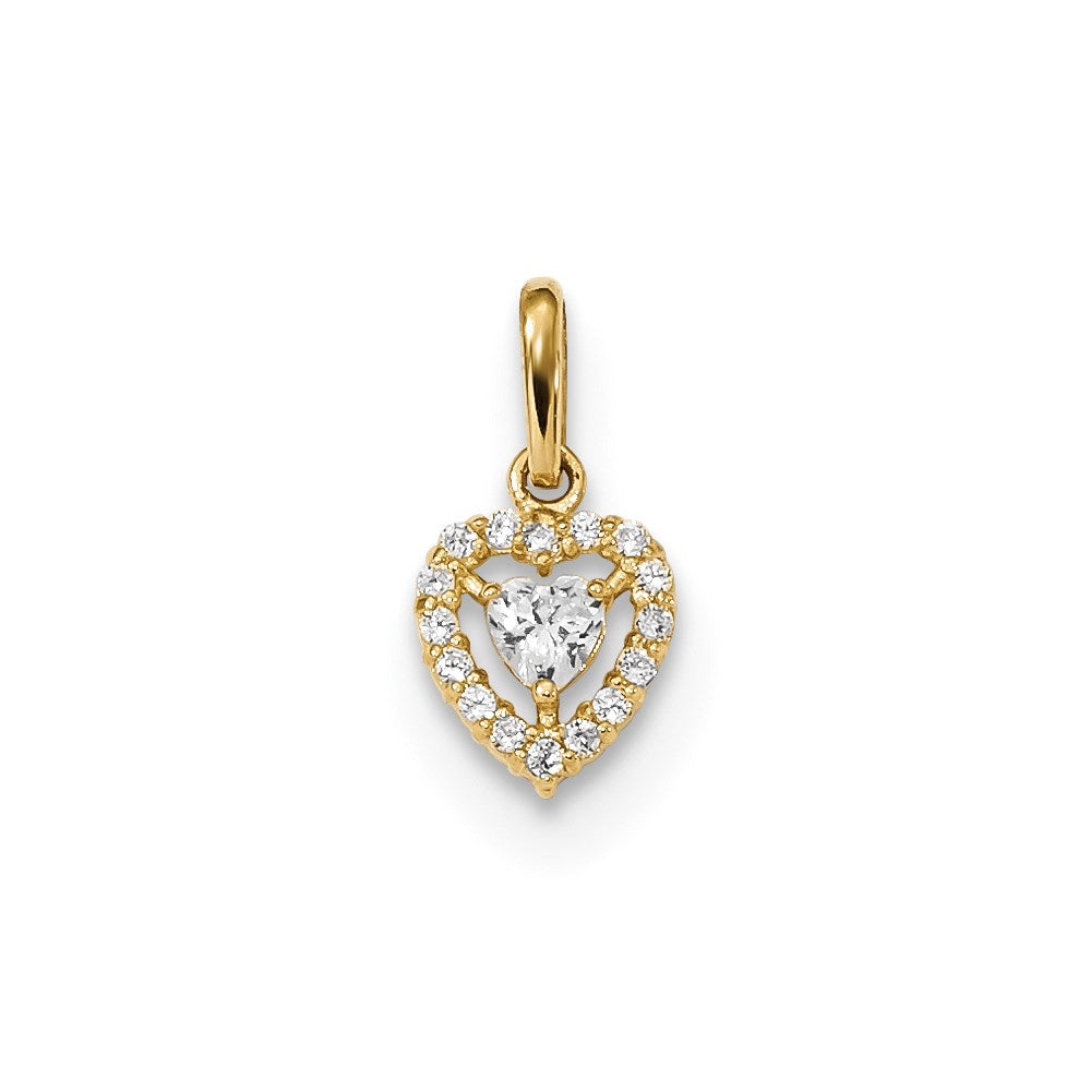 Million Charms 14K Yellow Gold Themed Childrens (Cubic Zirconia) CZ Heart Pendant