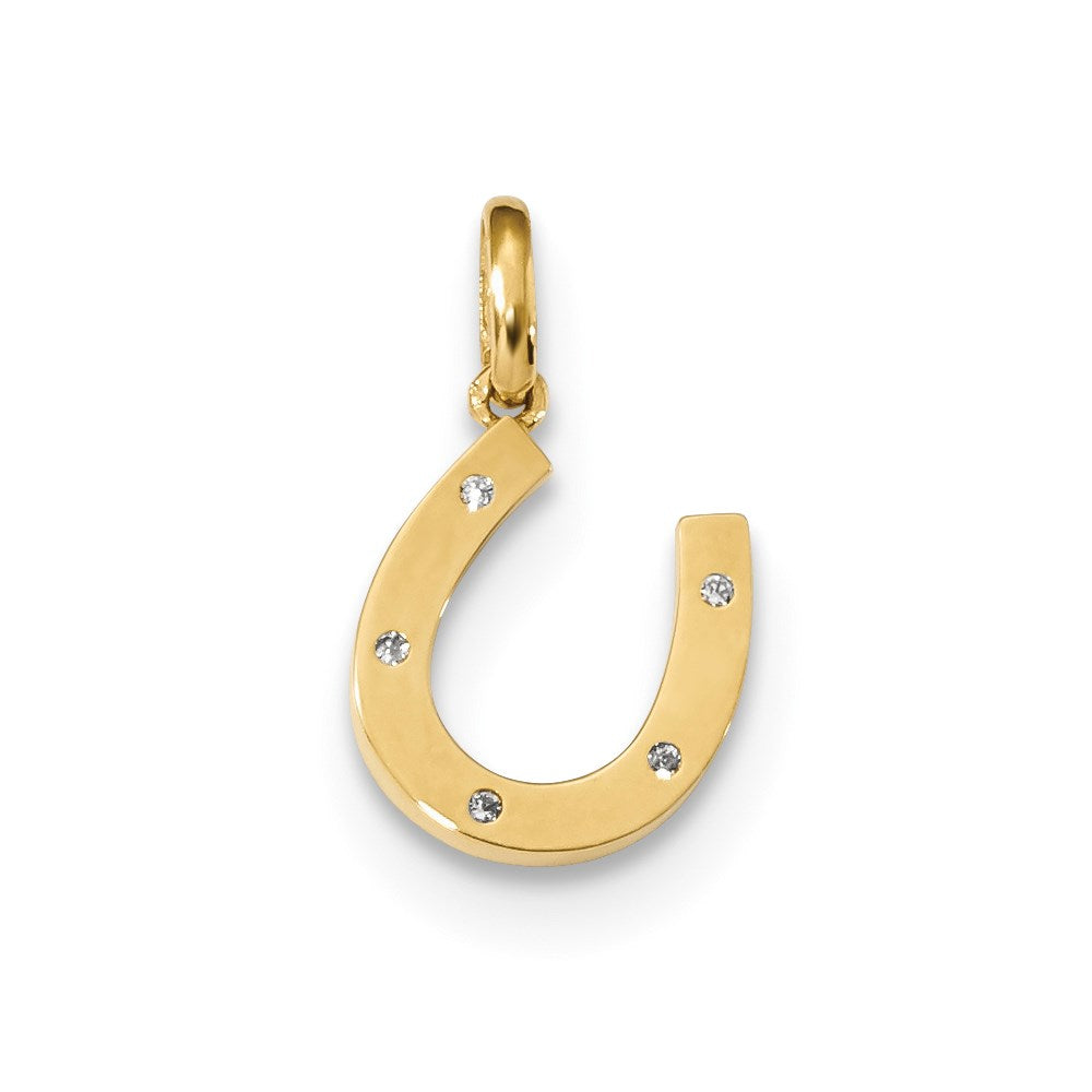 Million Charms 14K Yellow Gold Themed Childrens (Cubic Zirconia) CZ Horseshoe Pendant