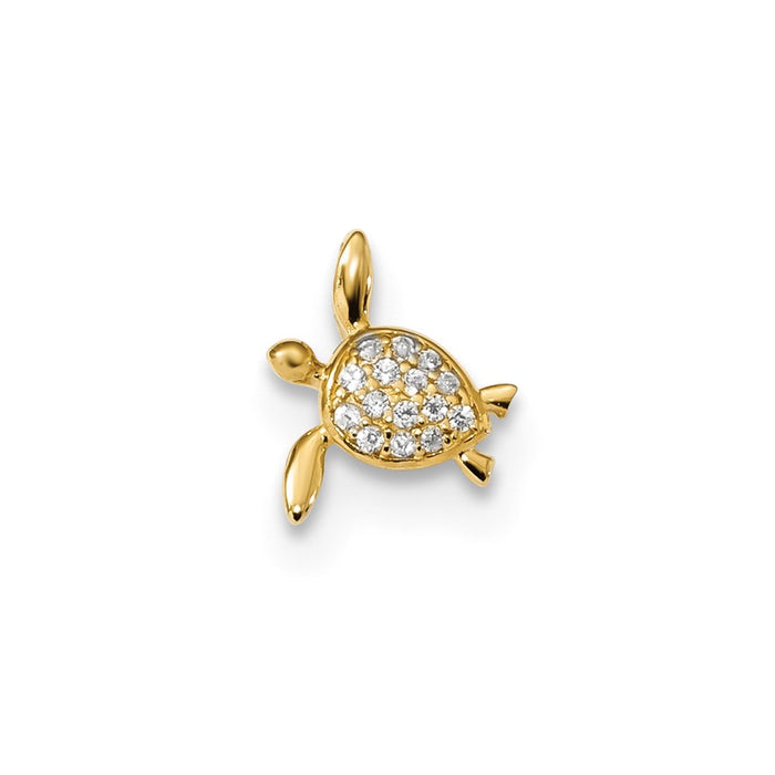 Million Charms 14K Yellow Gold Themed Childrens (Cubic Zirconia) CZ Sea Turtle Chain Slide
