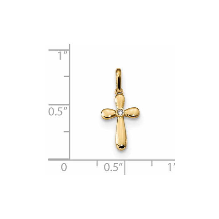 Million Charms 14K Yellow Gold Themed Childrens (Cubic Zirconia) CZ Relgious Cross Pendant