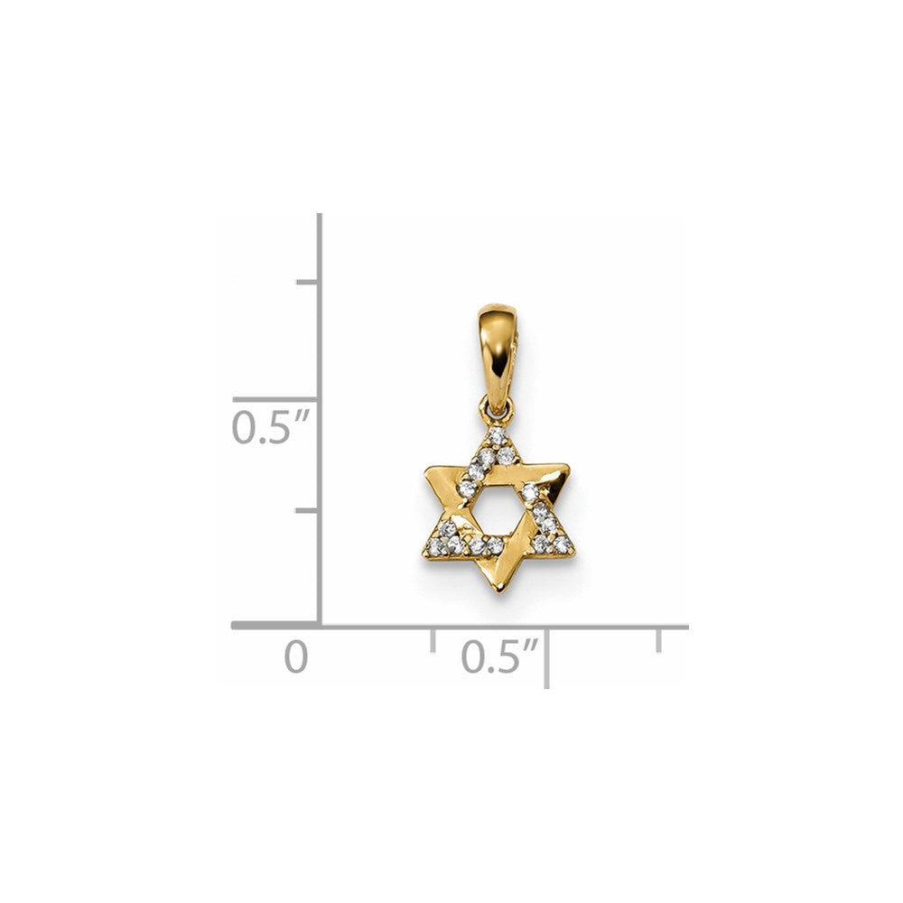 Million Charms 14K Yellow Gold Themed Childrens (Cubic Zirconia) CZ Religious Jewish Star Of David Pendant