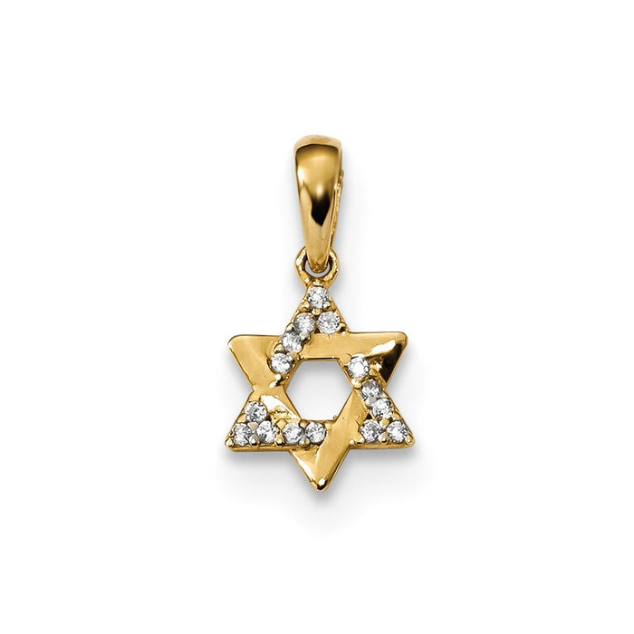 Million Charms 14K Yellow Gold Themed Childrens (Cubic Zirconia) CZ Religious Jewish Star Of David Pendant