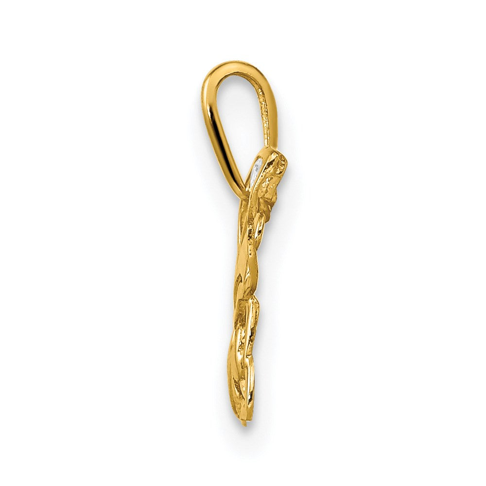 Million Charms 14K Yellow Gold Themed Polished (Cubic Zirconia) CZ Butterfly Pendant