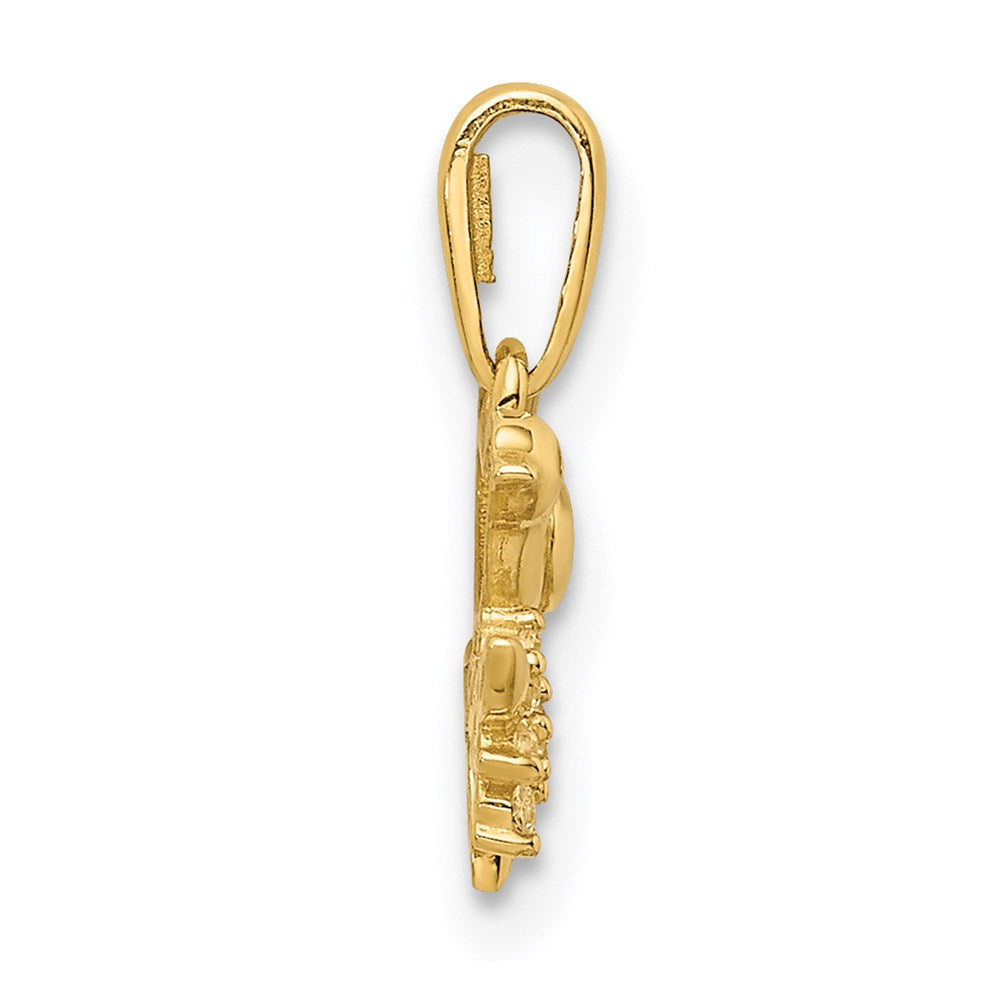 Million Charms 14K Yellow Gold Themed Bird On A Branch (Cubic Zirconia) CZ Pendant