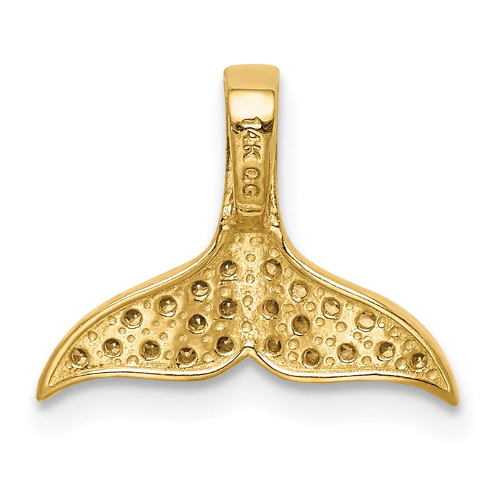 Million Charms 14K Yellow Gold Themed Whale/Dolphin Tail (Cubic Zirconia) CZ Chain Slide