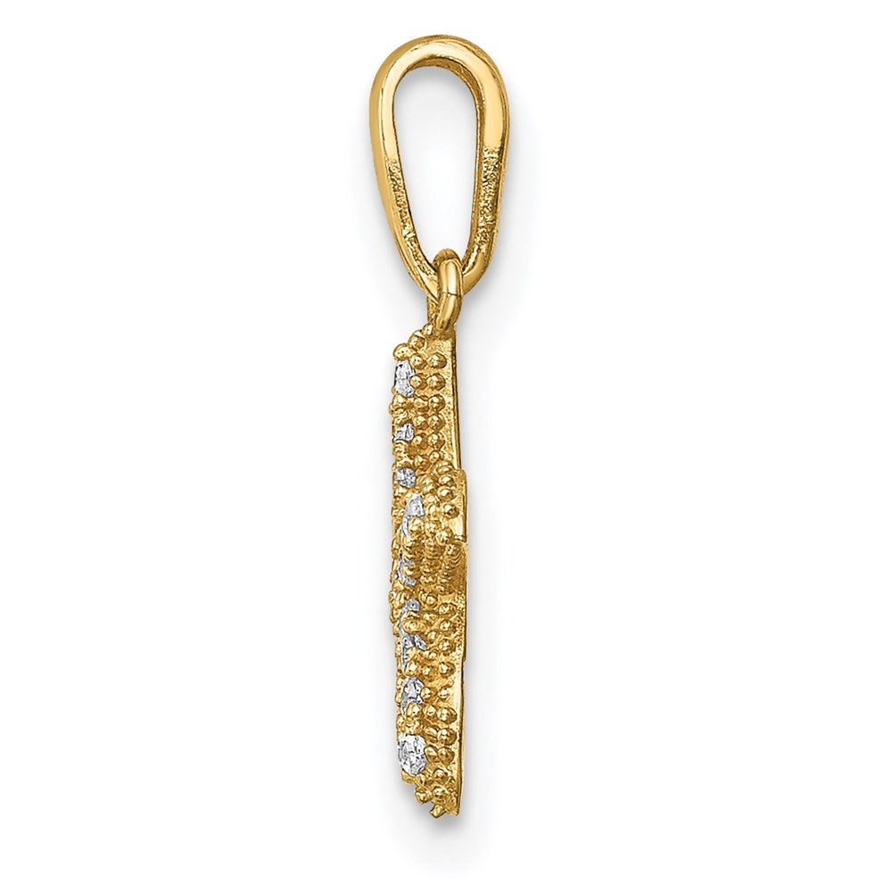 Million Charms 14K Yellow Gold Themed (Cubic Zirconia) CZ Nautical Starfish Pendant