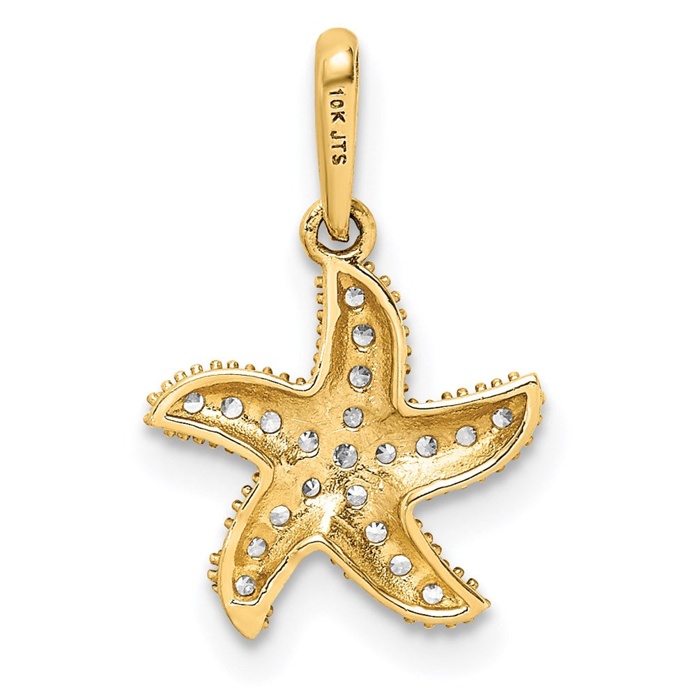 Million Charms 14K Yellow Gold Themed (Cubic Zirconia) CZ Nautical Starfish Pendant