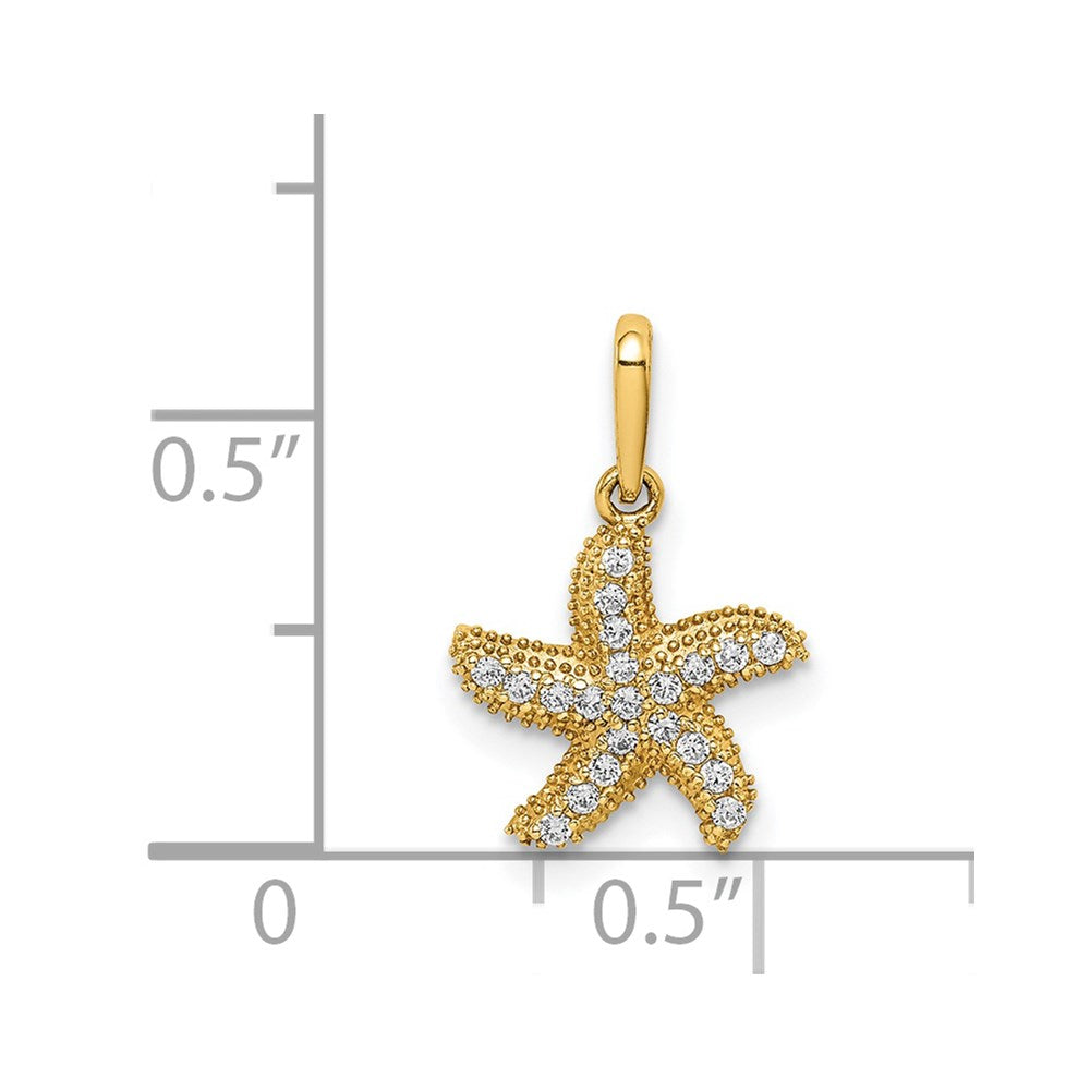 Million Charms 14K Yellow Gold Themed (Cubic Zirconia) CZ Nautical Starfish Pendant
