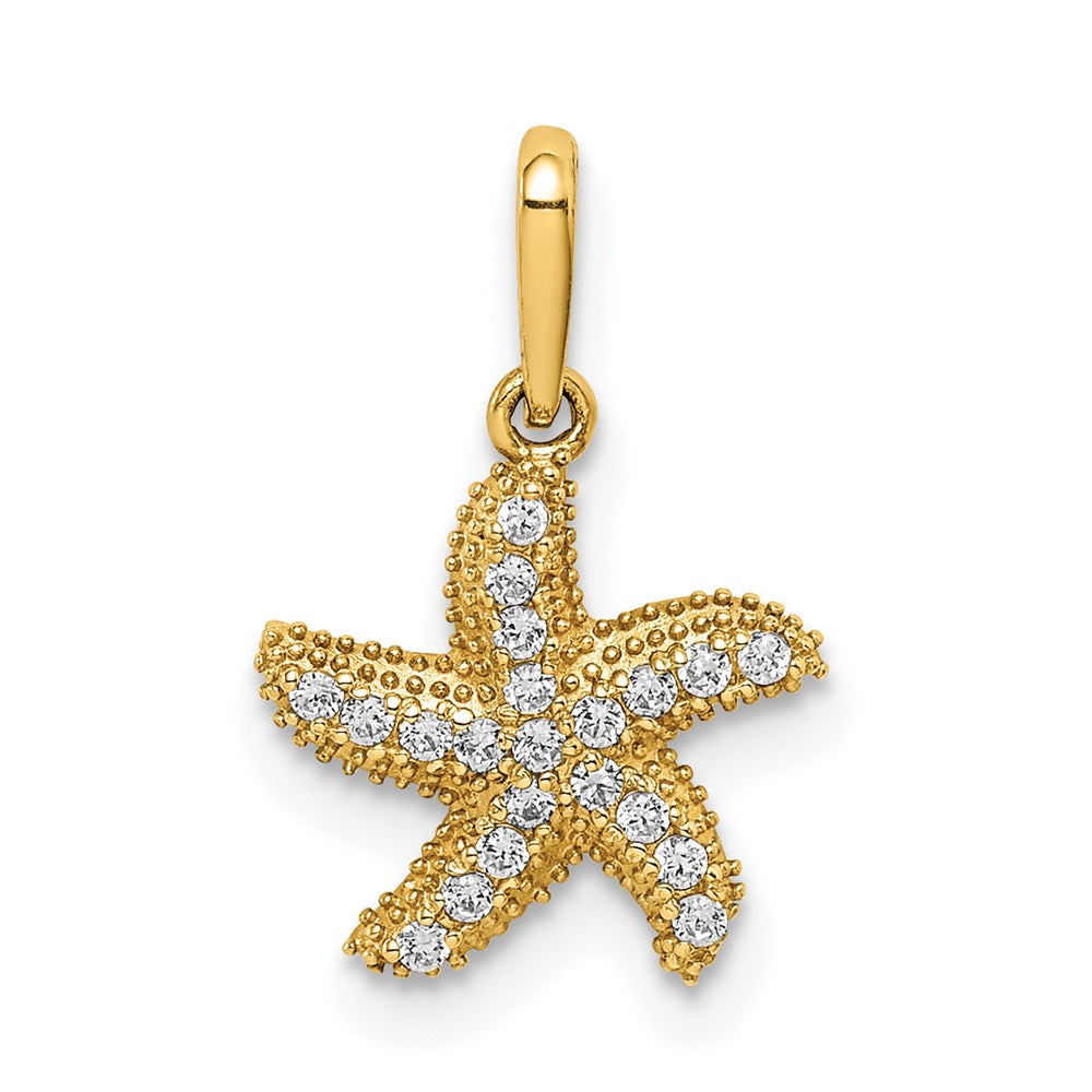 Million Charms 14K Yellow Gold Themed (Cubic Zirconia) CZ Nautical Starfish Pendant