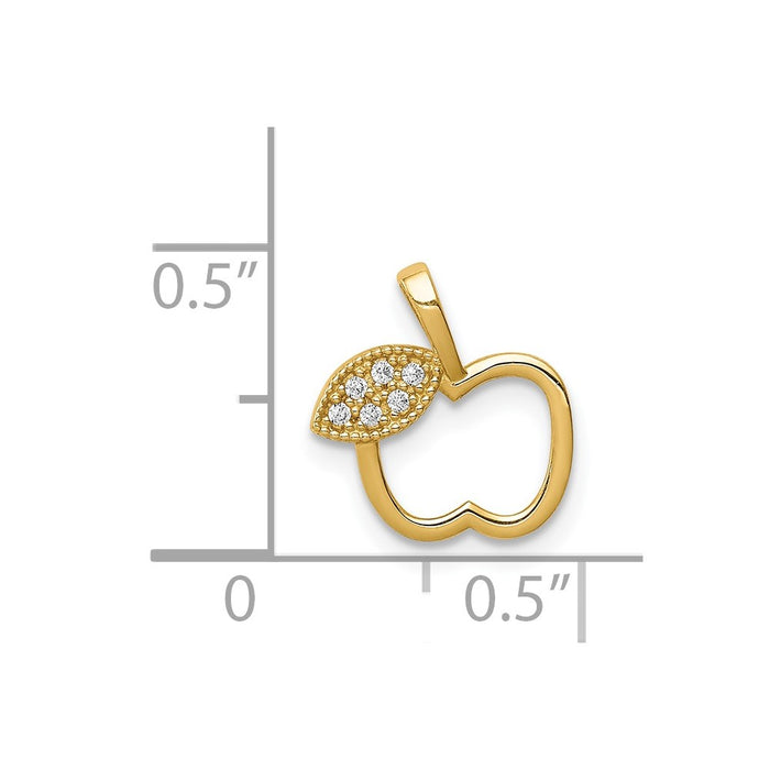 Million Charms 14K Yellow Gold Themed (Cubic Zirconia) CZ Apple Pendant