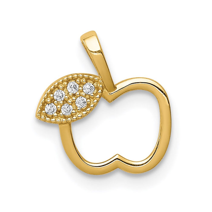 Million Charms 14K Yellow Gold Themed (Cubic Zirconia) CZ Apple Pendant