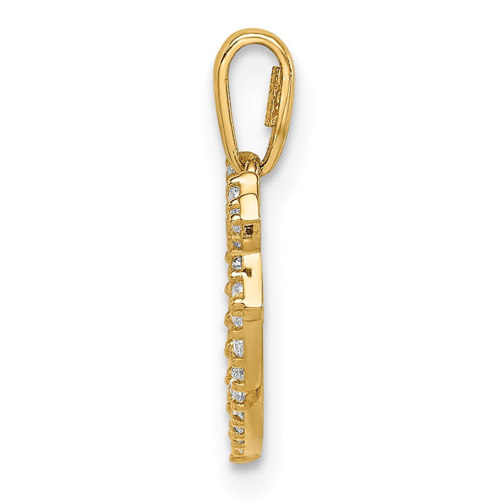Million Charms 14K Yellow Gold Themed (Cubic Zirconia) CZ Heart With Relgious Cross Pendant
