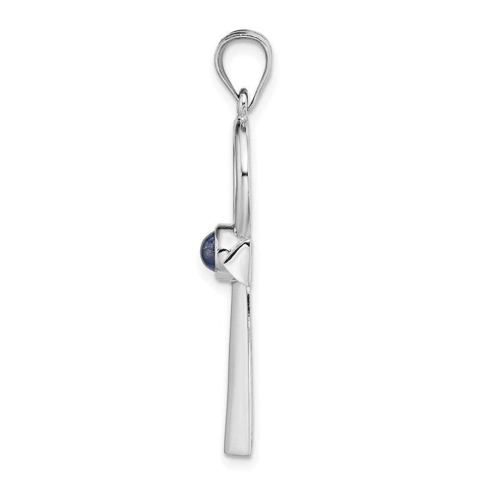 Million Charms 14K White Polished, Cabochon Sapphire .42S Ankh Pendant
